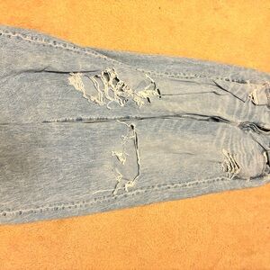 american eagle light wash super high rise baggy wide leg jeans